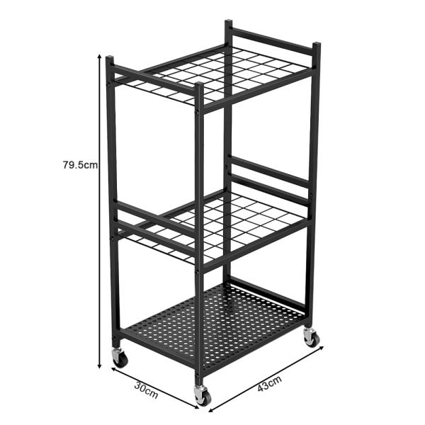 Muxing  Gartengeräte-Regal fahrbares Aufbewahrungsregal Regal Abstellregal Gartenregal Aufbewahrung für Pflanzzubehör Schwarz 43*30*79.5cm 【GJJ6855-HEI】
